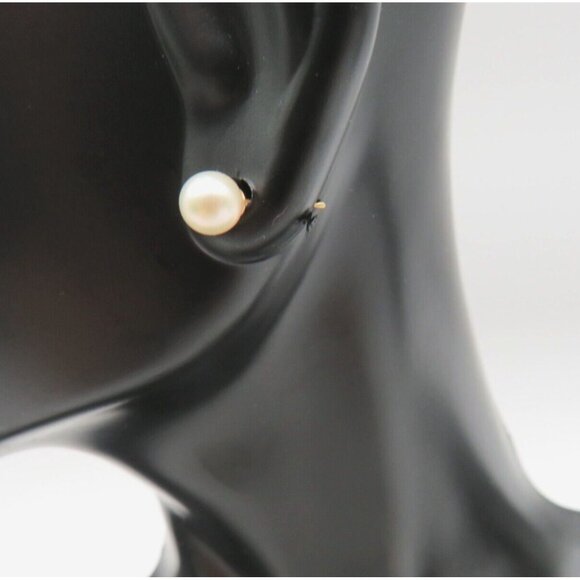 Pearl Earrings Cultured Gold Tone Pierced Stud Post Dainty - Picture 1 of 6